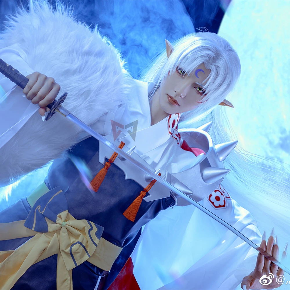 Фото Новинка аниме Inuyasha sesshoumaru косплей костюм карнавал Хэллоуин Артур Карри Необычные кимоно сапоги парик большой хвост изготовленный на заказ №3