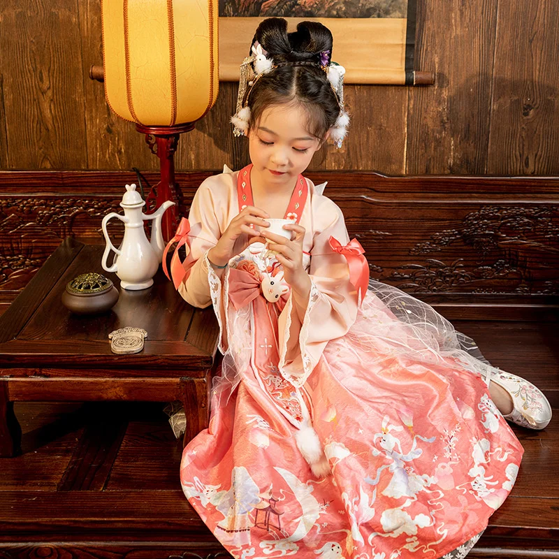 Hanfu children's spring and autumn new antique girls' national style children's dress super fairy baby princess skirt