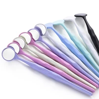 10pcsbox dental single double sided anti fog mouth mirror colorful autoclavable with handle fibre glass oral exam reflectors