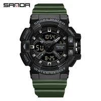 sanda new mens watches sports military 50m waterproof dual display digital watch quartz wristwatch men clock relogio masculino