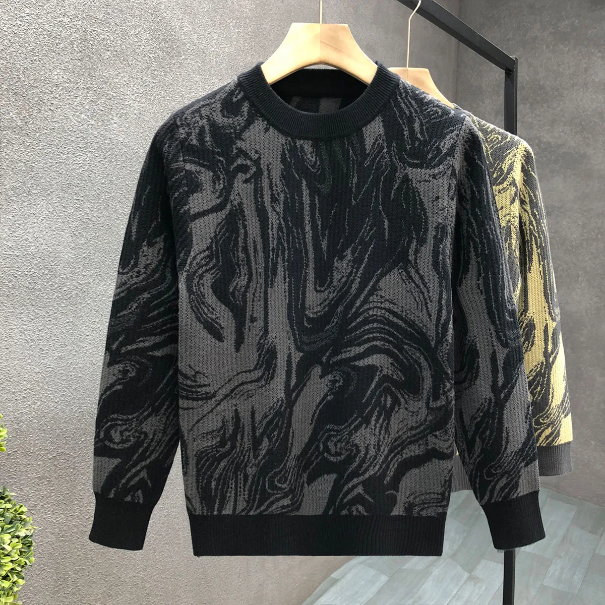 2025 вязаный свитер мужские корейские модные пуловеры осенний мужской трикотаж с