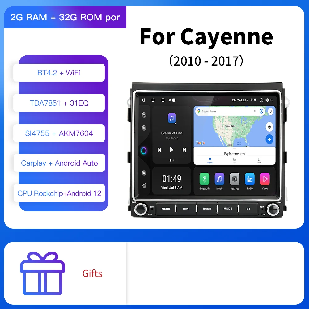 

Мультимедийная магнитола Kapud на Android 12, 8,4 дюйма, для Porsche Cayenne 958 2010-2016 CarPlay SWC, GPS-навигация, автомобильное аудио, стерео DSP