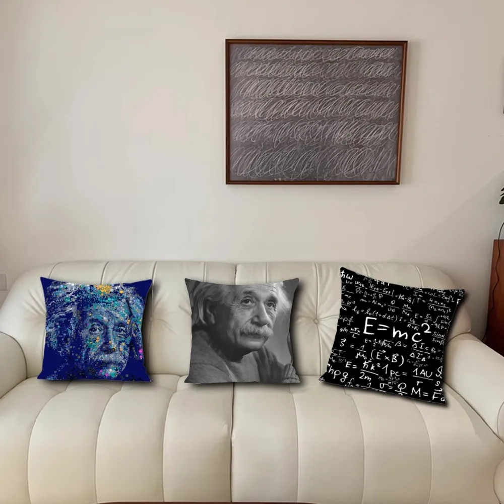 Art Albert E-Einstein M-Math Pillow Case Square Cushion Room Bedroom Headboard Sofa Living Backrest Car Accessories Nap Time