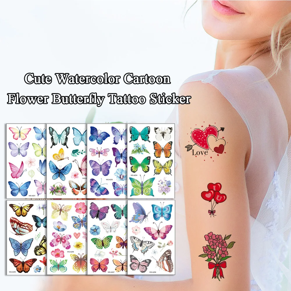 

Цветные наклейки-татуировки для боди-арта, водостойкие, водостойкие, Мультяшные временные наклейки-татуировки, декоративные
