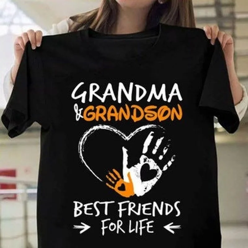 Grandma Grandson Best Friends Print Women T Shirt Short Sleeve O Neck Loose Women Tshirt Ladies Tee Shirt Tops Camisetas Mujer