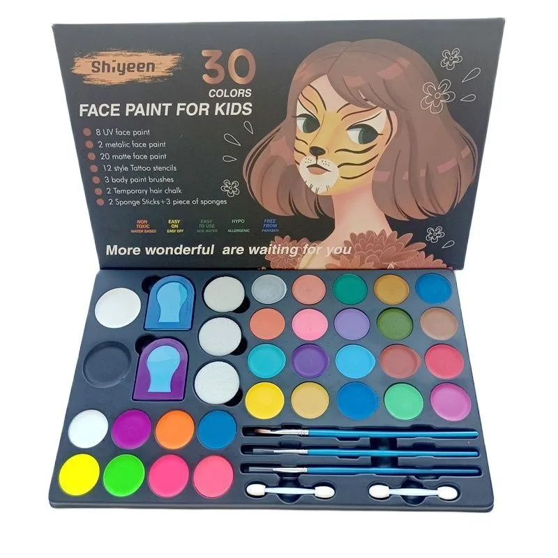 

30 Color Face Painting Body Art Makeup Halloween Role Play Terror Decoration With Tool Kit