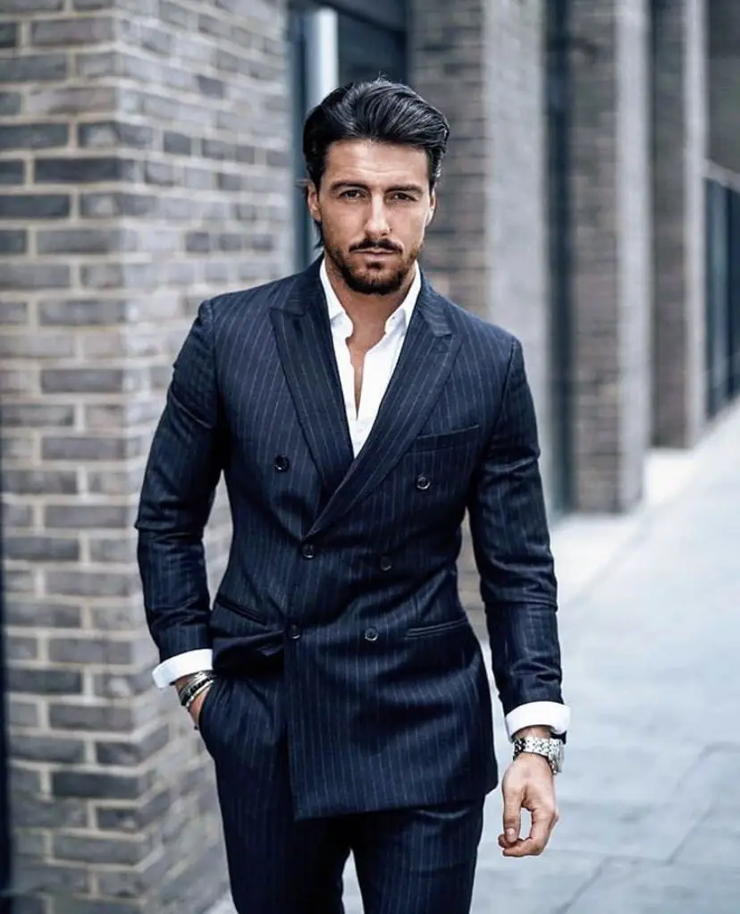 

Костюм свадебный мужской двубортный в полоску, облегающий смокинг для жениха, пиджак с лацканами и брюки, 2 предмета