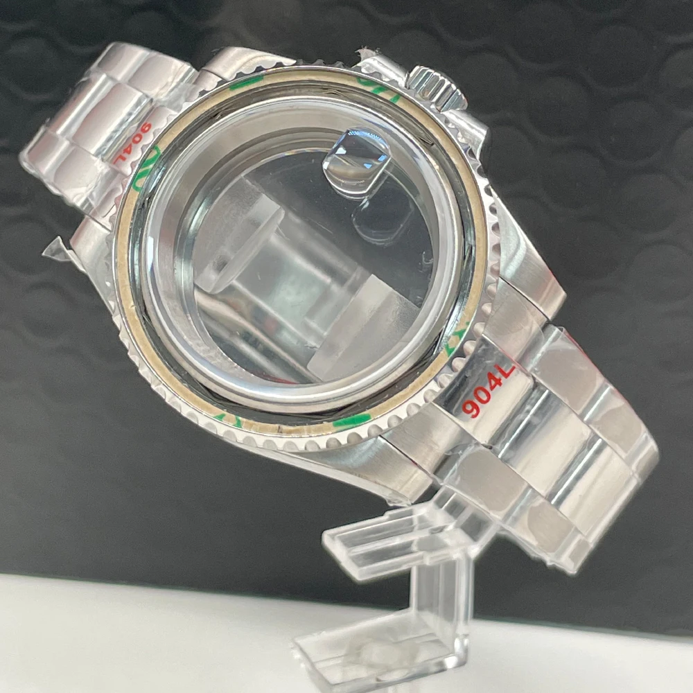 

100M 41mm SUB Watch Case fit Seiko NH35A Mechanical Movement Middle Polish Steel Bracelet Sqpphire Glass Unidirectional Bezel