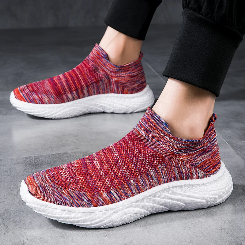 Summer Knitting Slip-on Sock Sneakers Unisex Breathable Comfortable Men Casual Sports Shoes Lightweight Soft Women Running Shoes