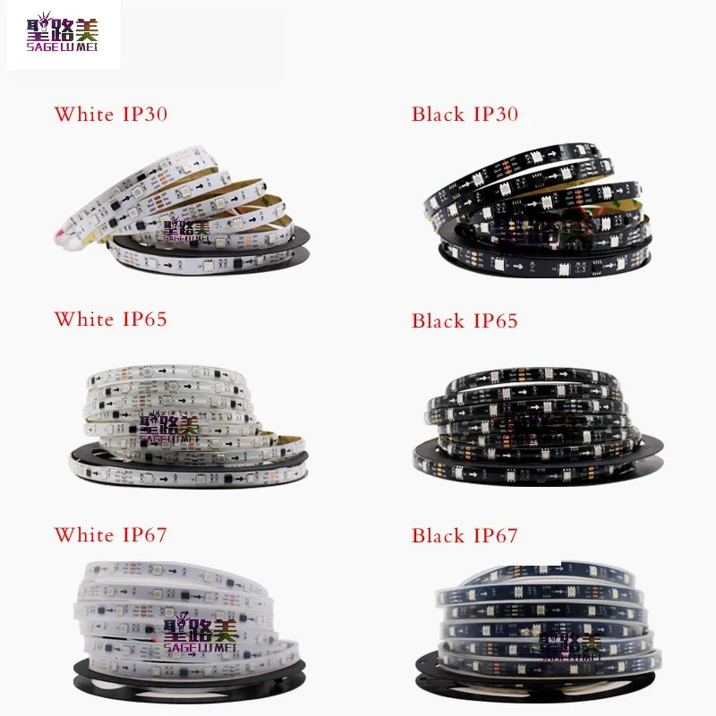 

DC12V 2811 IC 5050 SMD RGB Strip Addressable Led Pixels Light 30/48/60/72Leds/m IP30/IP65/IP67 Waterproof 5m 150/240/300/360Leds