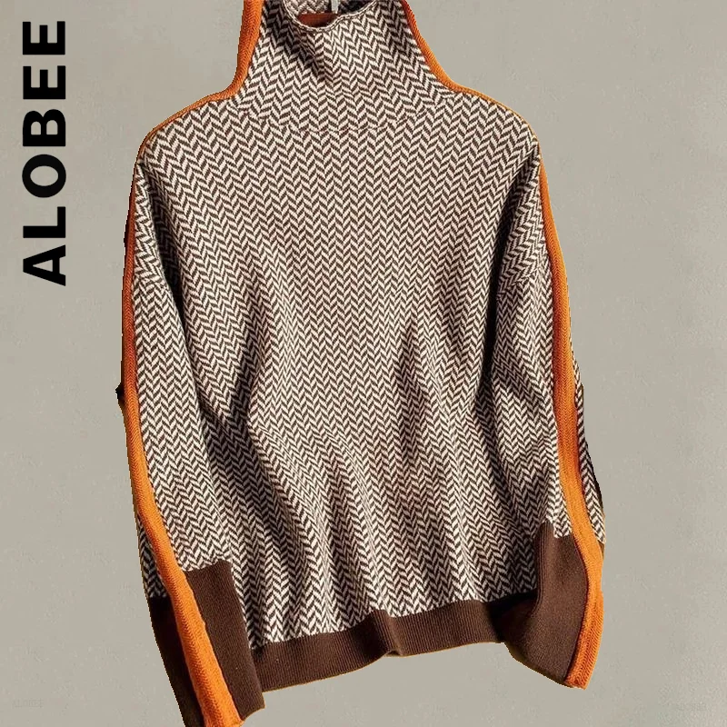 

Новинка, вязаный женский свитер Alobee, водолазка, мягкие Повседневные свитера, популярные корейские женские свитера, теплые пуловеры 2022 года, топы