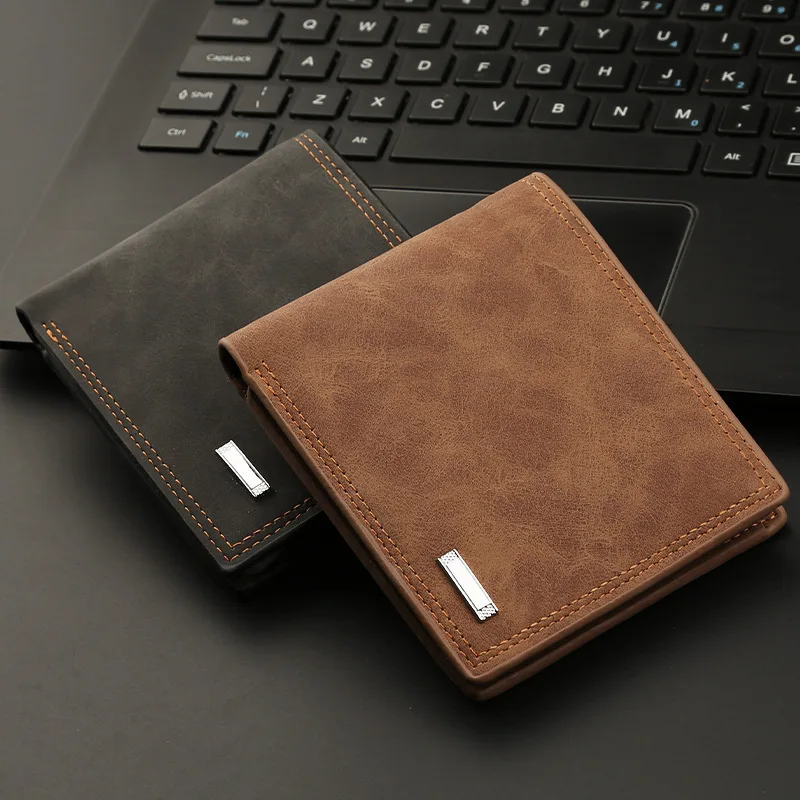 Men's Short Wallets Vintage PU Leather Vertical Thin Male Square Credit Card Holder Wallet For Men