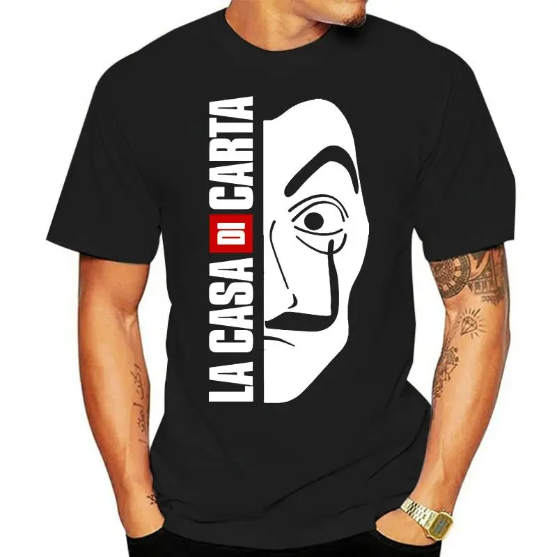 

Мужская футболка черного цвета с изображением дома из бумаги