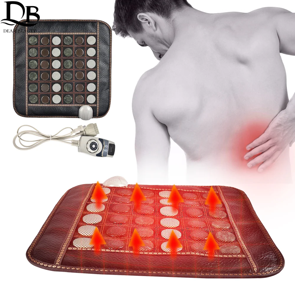 

Natural Jade Heating Massage Mat Tourmaline Stones Infrared Heating Seat Cushion Mat Therapy Pain Relief for Back Leg Muscle
