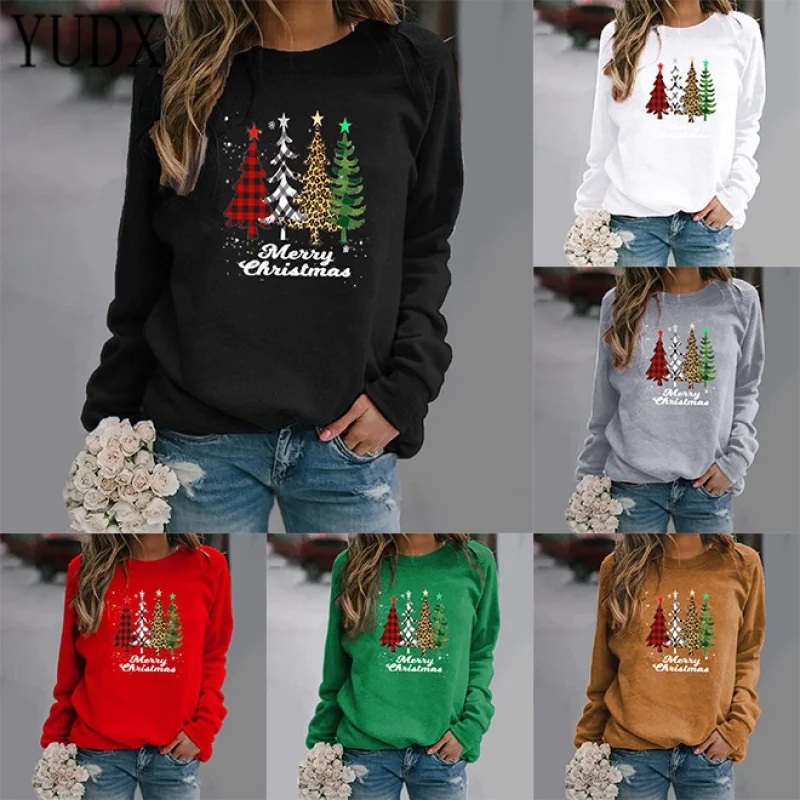 

2023 Christmas New Pattern Printing Long Sleeve Crew Neck Sweater Women