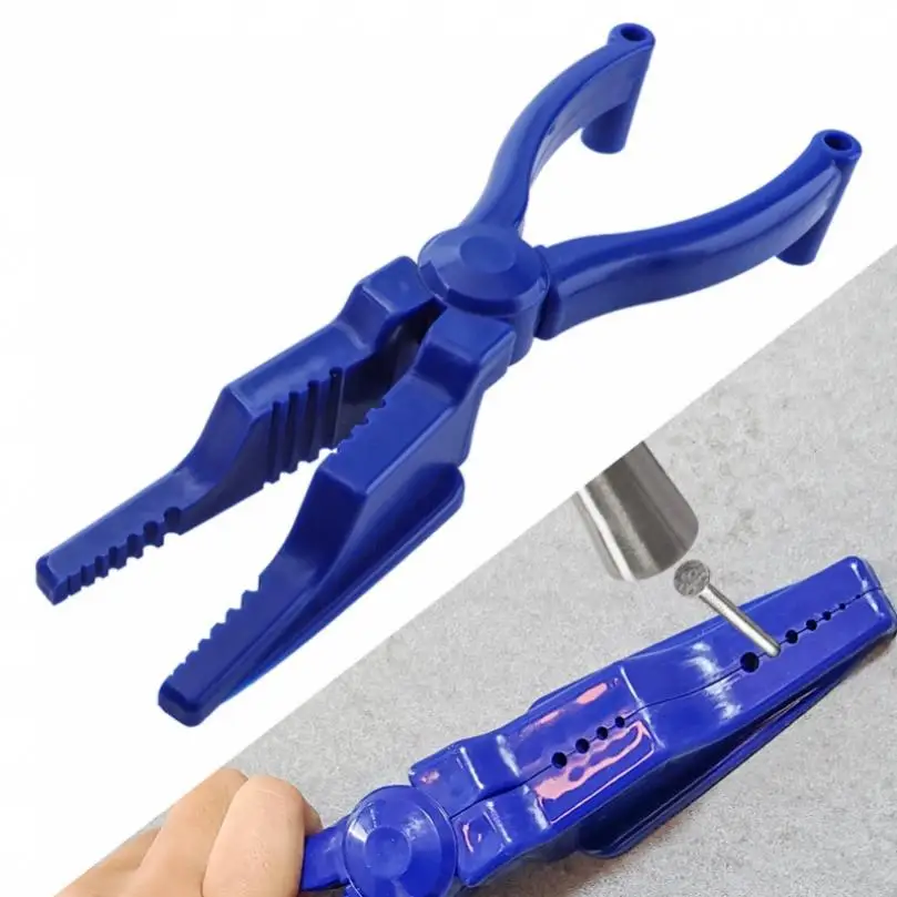 

Blue Plastic Safety Pliers Hand Guard Nail Clamps Finger Saver for Hammer Nails in Slip Joint Pliers,Nail Holder for Hammering