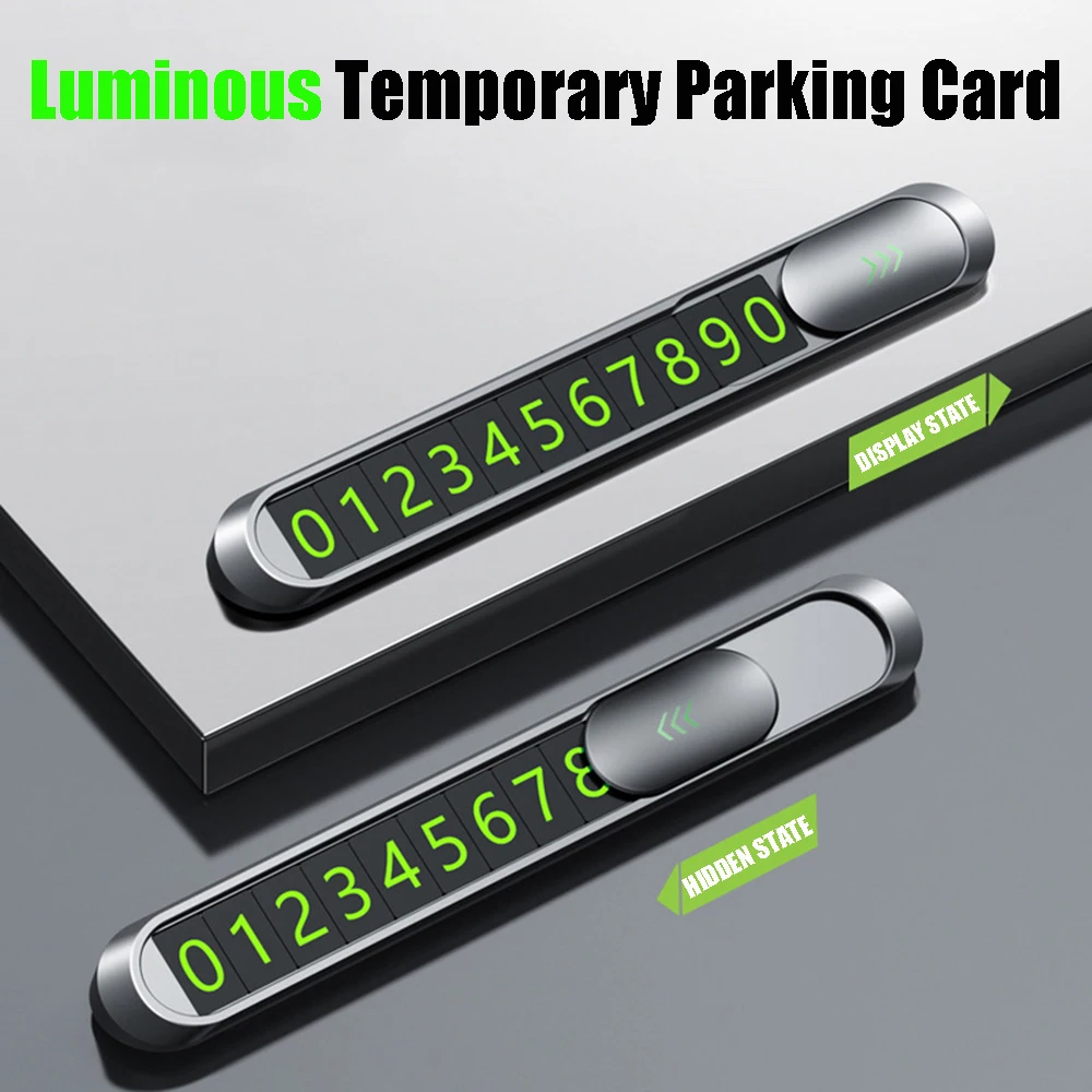 

1Pcs Luminous Car Temporary Parking Card Car Stickers Phone Number Plate Hide Auto Mobile Phone Numbers Temporary Parking Card