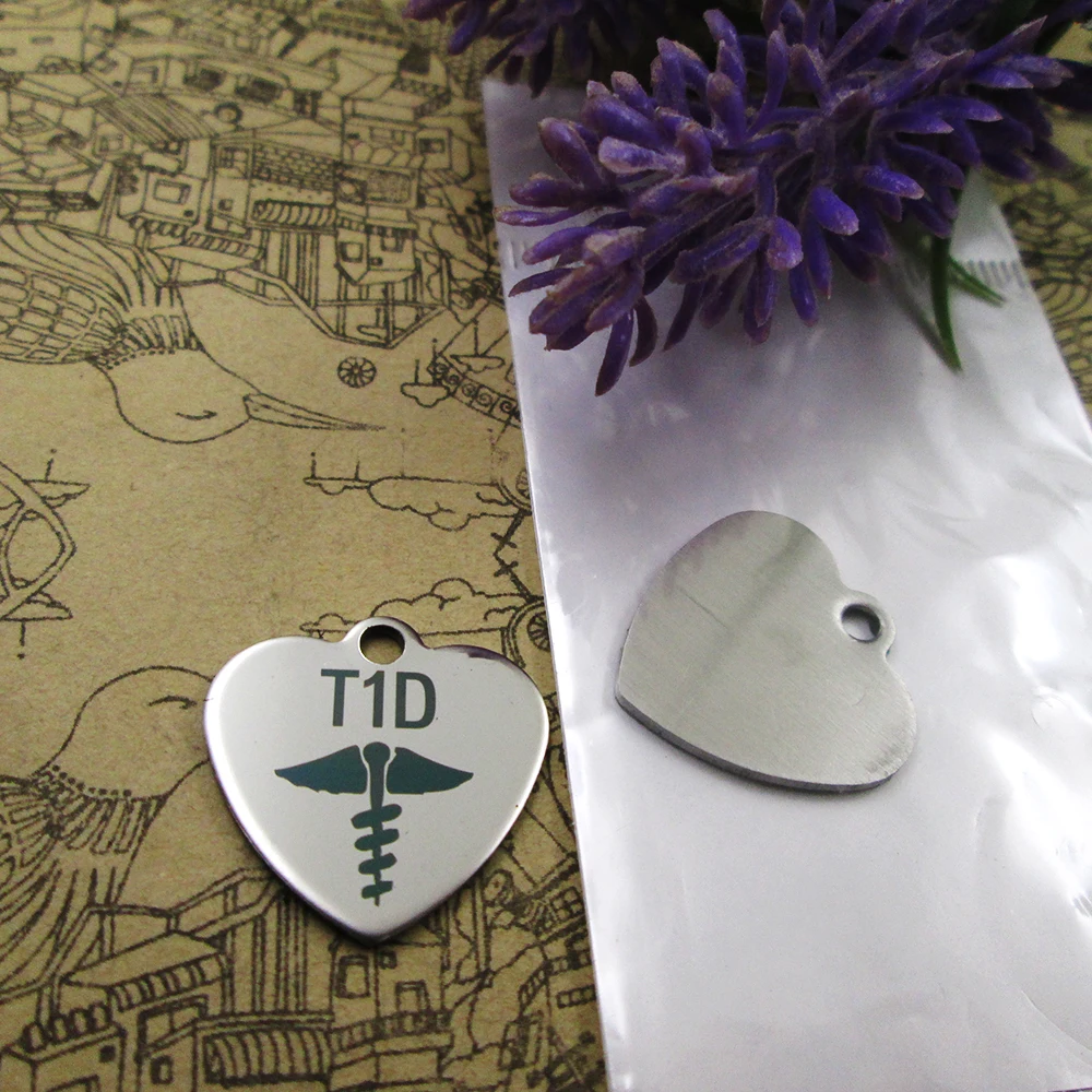 10 шт./лот &quotТип 1 диабет T1D медицинские &quotподвески из нержавеющей стали кулон для