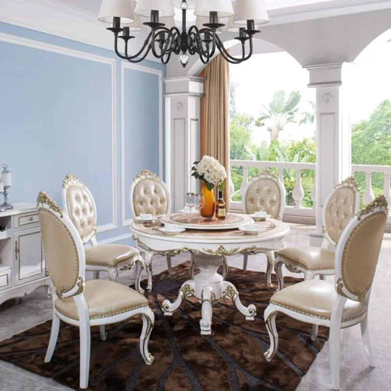 

high quality European modern dinner chair dining table set carving DNS8-01