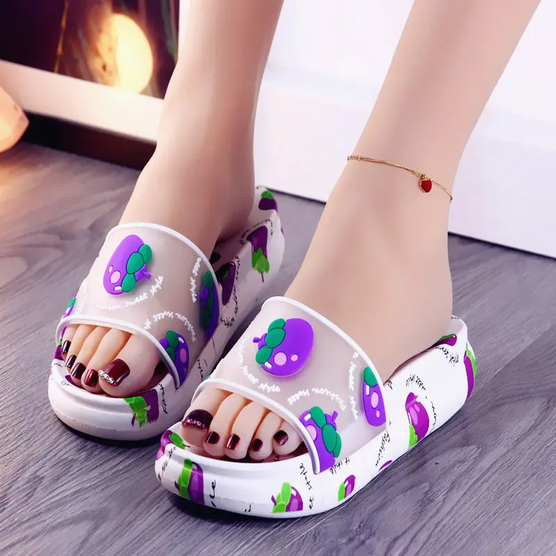 

2022 New Summer Fruits Slipper Women Sweet Non-Slip Clear Slides Wedges Indoor House Bathroon Shoes Ladies Cute Outside Sandals