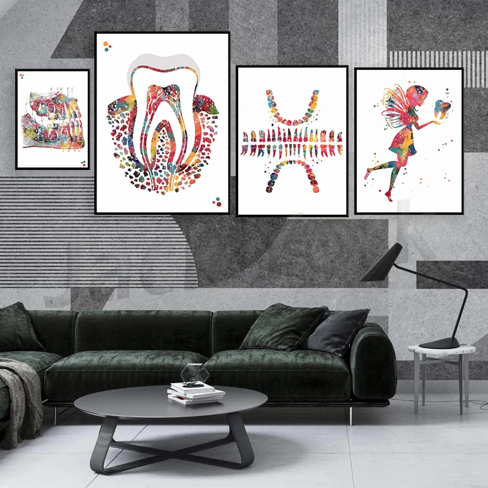 

Watercolor Poster Tooth Chart Wall Art Dental Clinic Office Decor Mouth Decor Molar Tooth Artworks Dentistry Dentist Gift