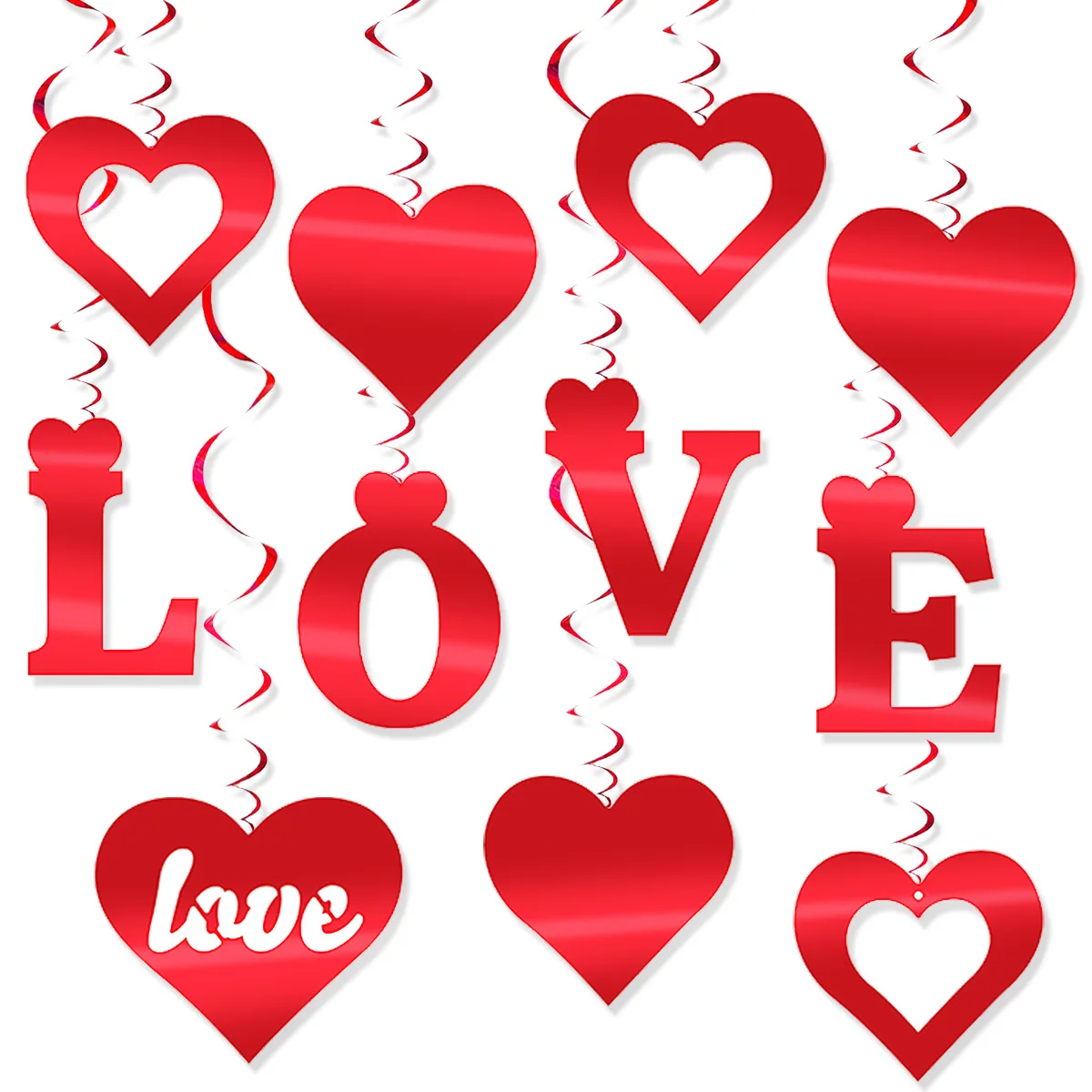 

Красный пластиковый сердечный баннер 11 шт