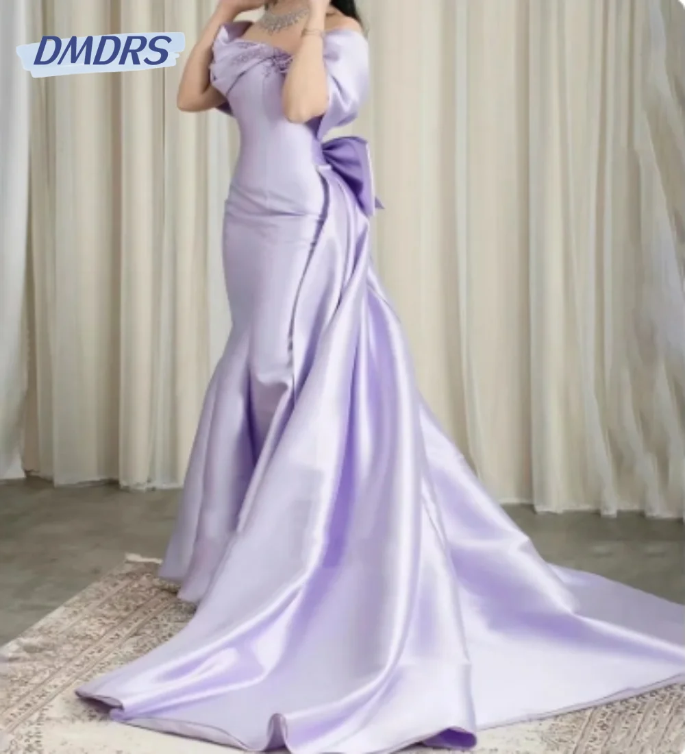 

Classic Boat Neck Evening Dresses Elegant Floor-length Bride Robe Romantic Off the Shoulder Bridal Gown Vestidos De Novia