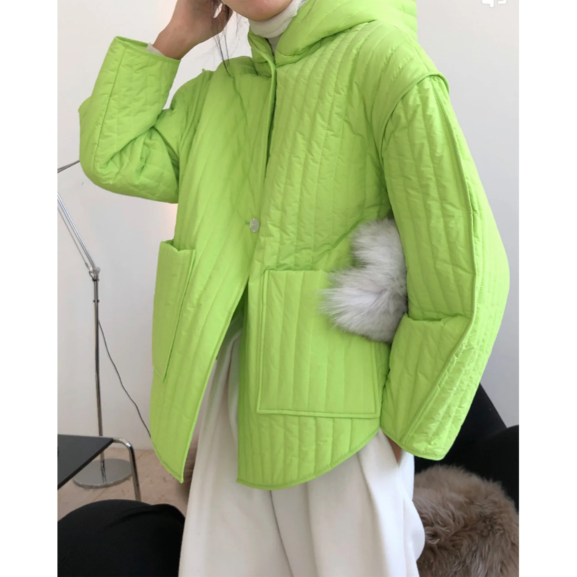 Autumn and Winter Down Jacket Korean Lazy Hooded Cotton Clothing Ladies Loose Show Thin Casual Warm Thickened Jacket Female