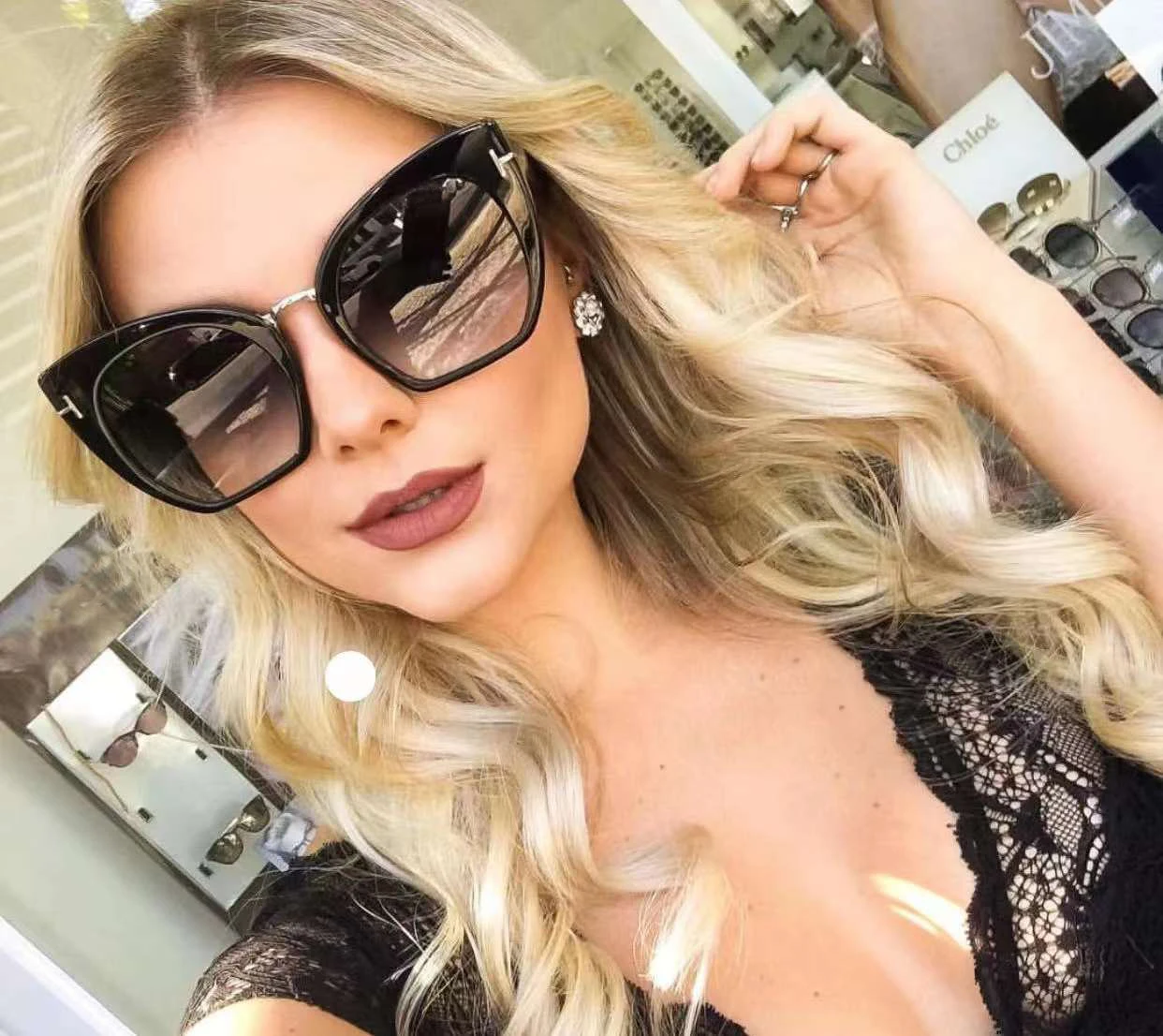 

2022 New Arrival Fashion Cat Eye Women's Sunglasses High Quality Classic Big Transparent Eyeglasses lunette de soleil femme luxe