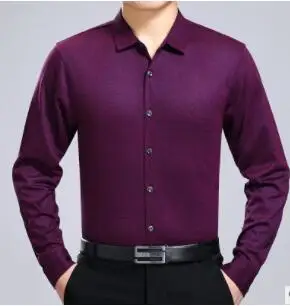 2023HOT Long-sleeved shirts men casual middle-aged dad clothes fall new 2018 flip collar free of hot color  DY-423