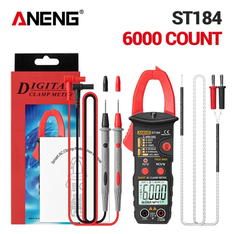 

ANENG ST184 Digital Multimeter Clamp Meter True RMS 6000 Counts Professional Measuring Testers AC/DC Voltage Current Tester Hz