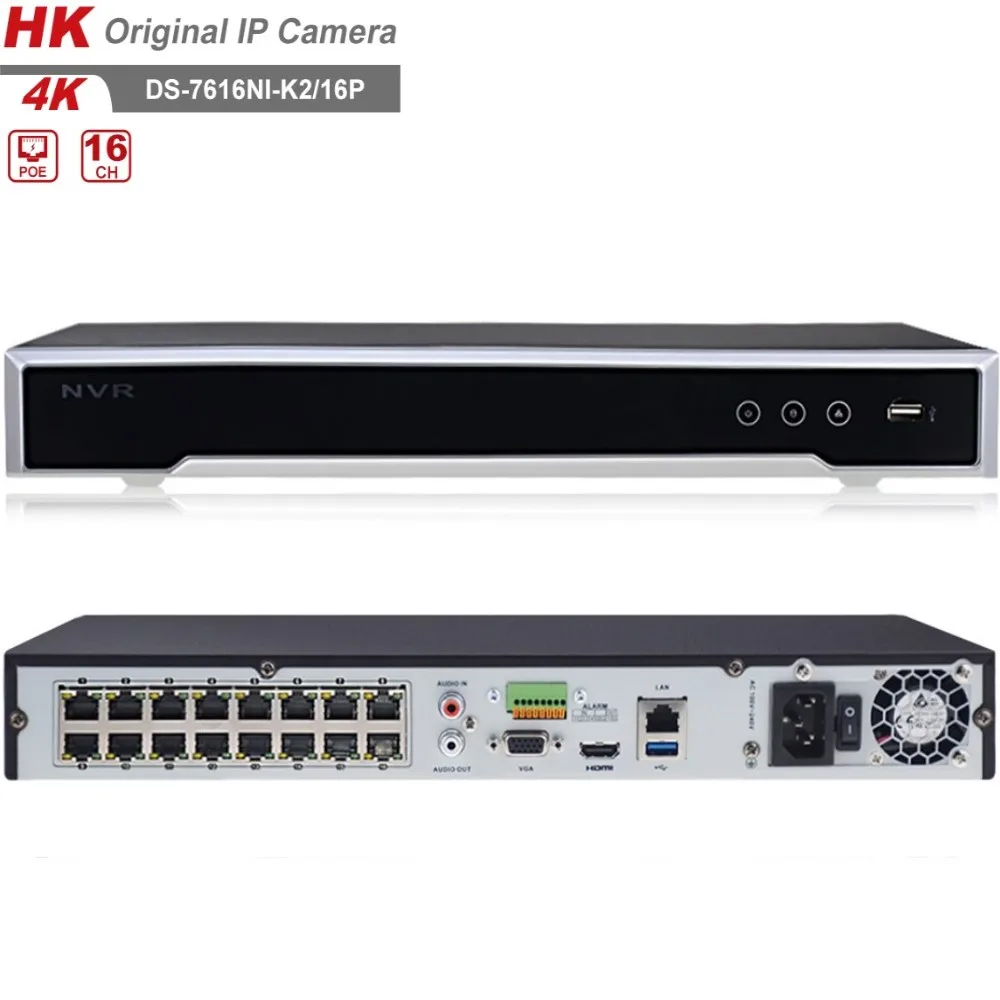 

HK original DS-7616NI-K2/16P 16CH 4K POE NVR(5MP/6MP/8MP/4K) Network Video Recorder Built in 2SATA up to MAX 16TB H.265 IVMS4200