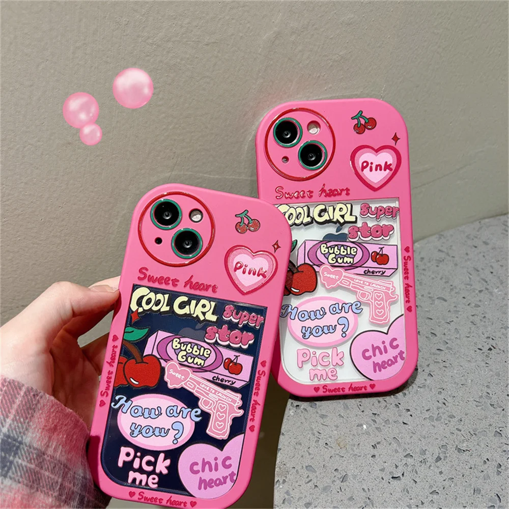 

Pink Girl Love Graffiti Case for iphone14Promax Apple 13/12/11 xr xs Women's Mobile Phone Soft Case