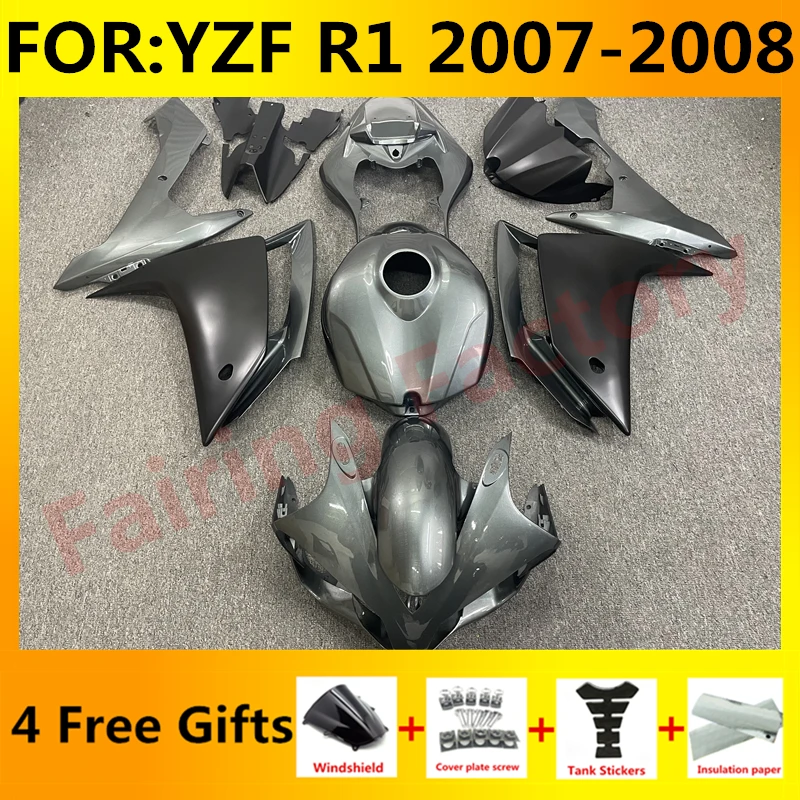 

Новинка ABS инъекционная форма для мотоцикла полный комплект обтекателей подходит для YZF R1 2007 2008 YFZ-R1 07 08 Обтекатели для кузова Комплект серый черный