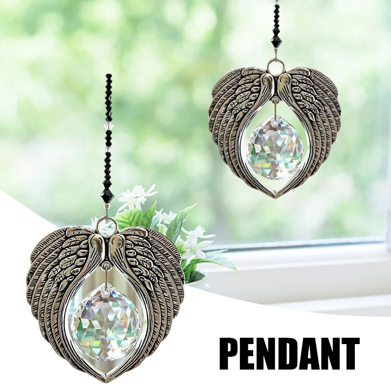 

Хрустальное подвесное украшение в виде крыла ангела, изысканный Ловец Солнца, персонализированный металлический кулон для дома, окна, сада ...