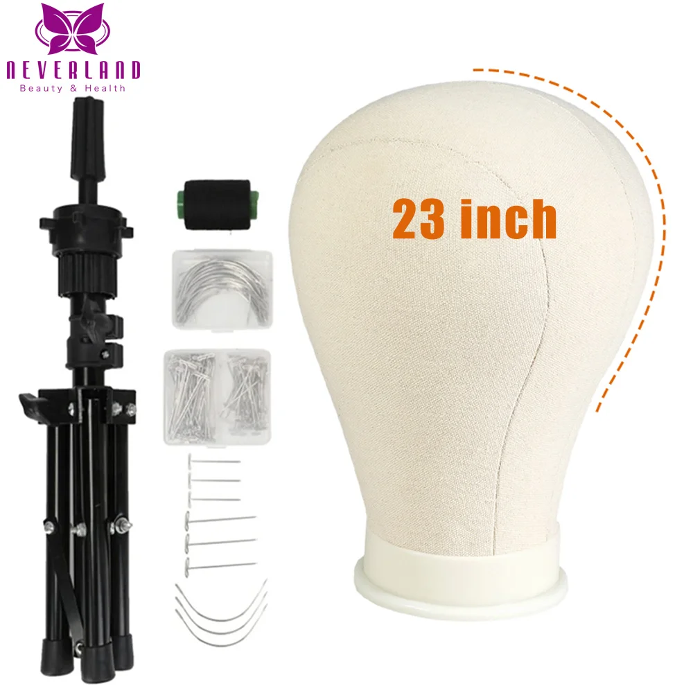 

Wig Stands Training Mannequin Head 23 Inch Canvas Block Head Display Styling Mannequin Manikin Head Tripod Wig Stand with Head