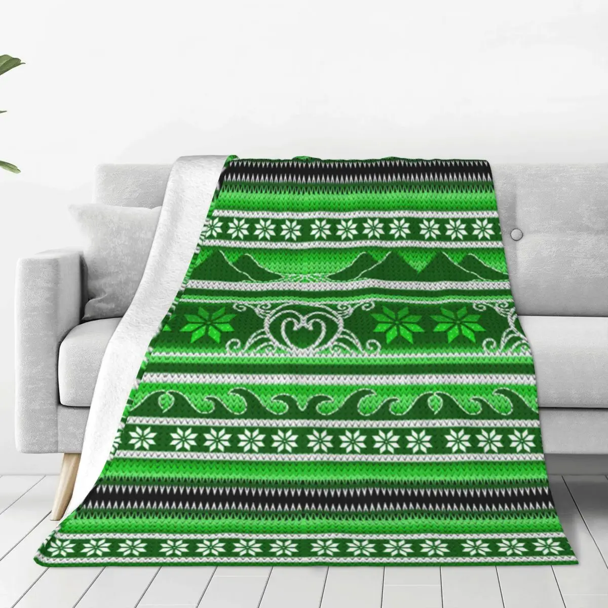 

Soft Warm Blanket Camping Winter Green Nordic Bedding Throws Retro Design Flannel Bedspread Couch Bed Funny Sofa Bed Cover