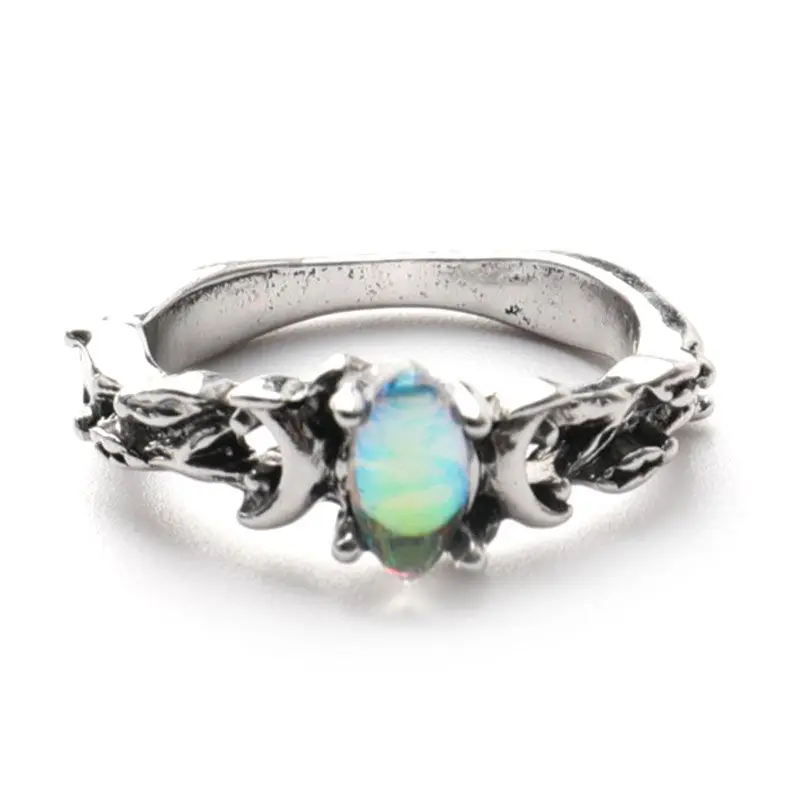 

Vintage Oval Moonstone Rings for Women Branch Double Moon Women's Ring Female Wedding Jewelry Accessories Gifts