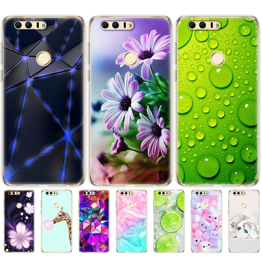 

cover phone case for huawei honor 8 soft tpu silicon back cover 360 full protective printing clear coque