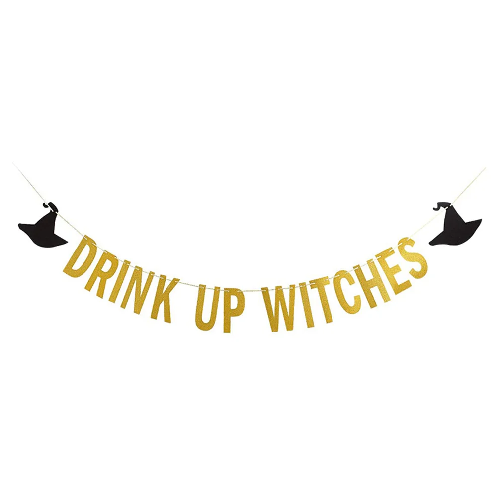 

Banner Party Hanging Witches Witch Favors Decor Bunting Decorations Garland Bachelorette Decoration Hat Paper Diy Glittery