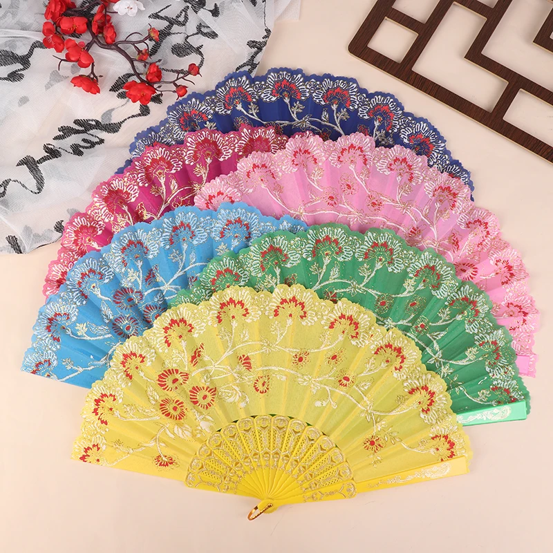 Позолоченный кружевной складной веер классический танцевальный женский Cheongsam