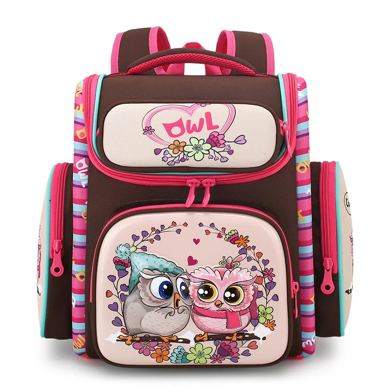 

New 3D Cartoon Owl Kids School Bag for Girls Orthopedic Primary Schoolbag Folded Children School Bag for Boys Knapsack