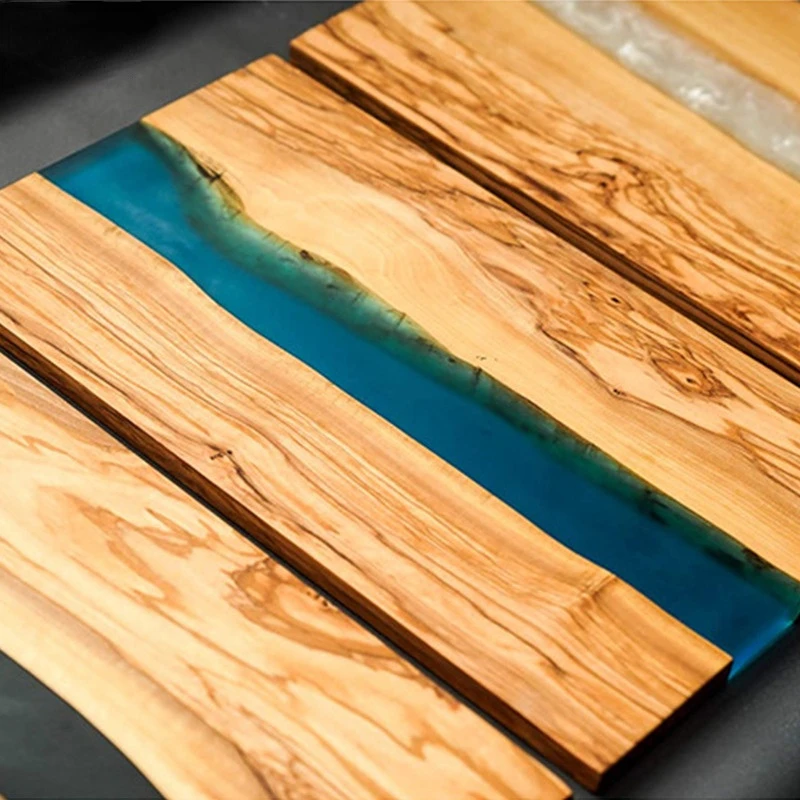 

Olive Wood Resin Cutting Board Sky Blue Resin Mosaic Olive Wood Cutting Board Chopping Board Kitchen Tools