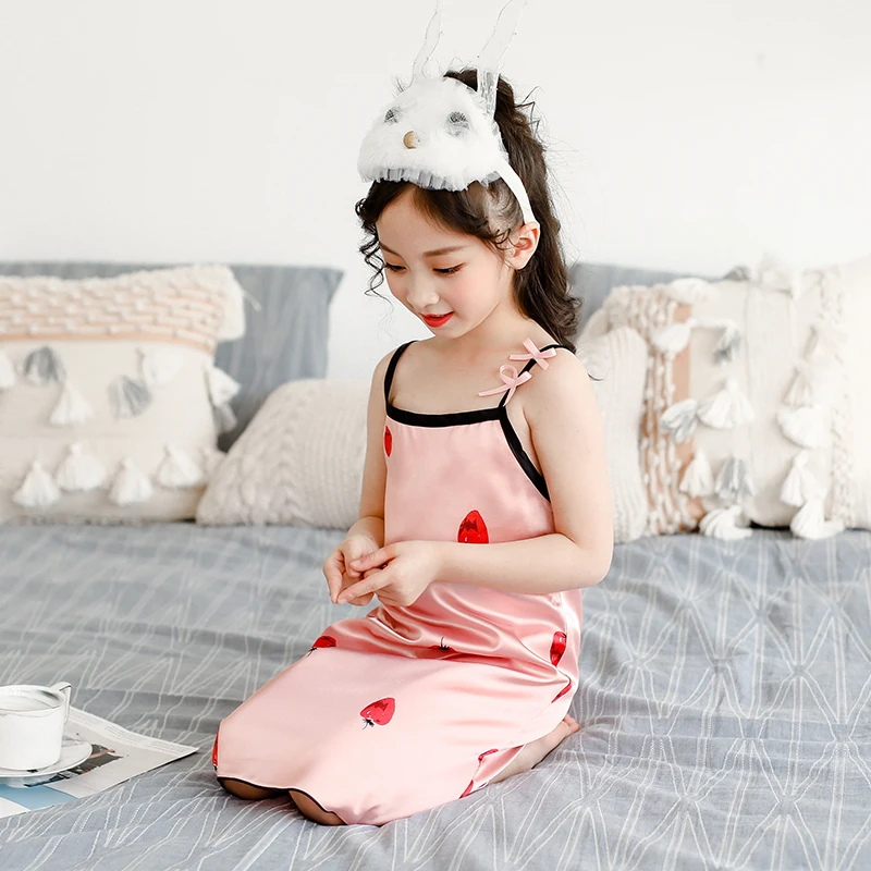 Новая юбка на подтяжках для девочек 2022 ночная рубашка спальни с бантом удобная
