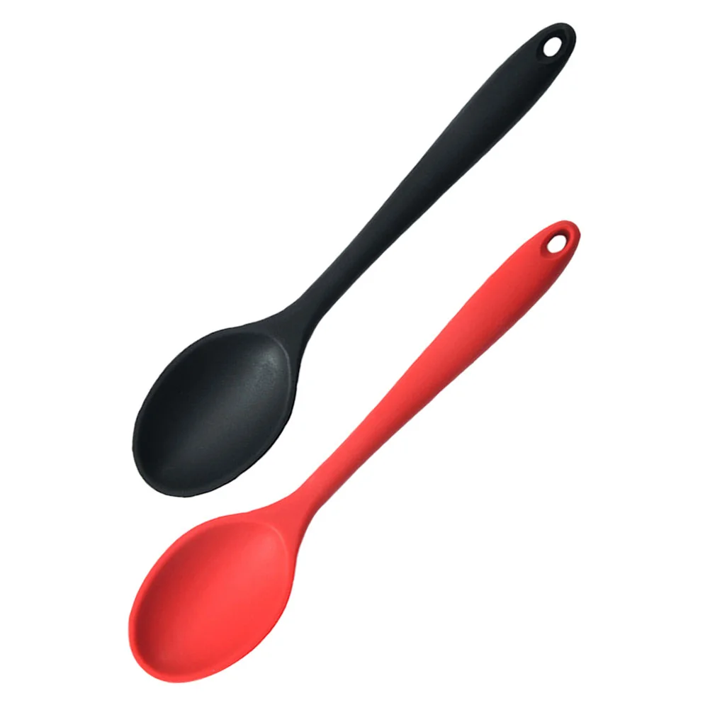 

2 Pcs Silicone Spoon Rice Ramen Silicone Serving Spoon Salad Spoon Big Spoons Silica Gel Ramen Bowl Spoon Rice Spoons Child