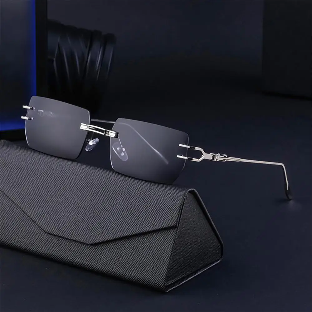 Солнцезащитные очки без оправы для мужчин и женщин роскошные прямоугольные