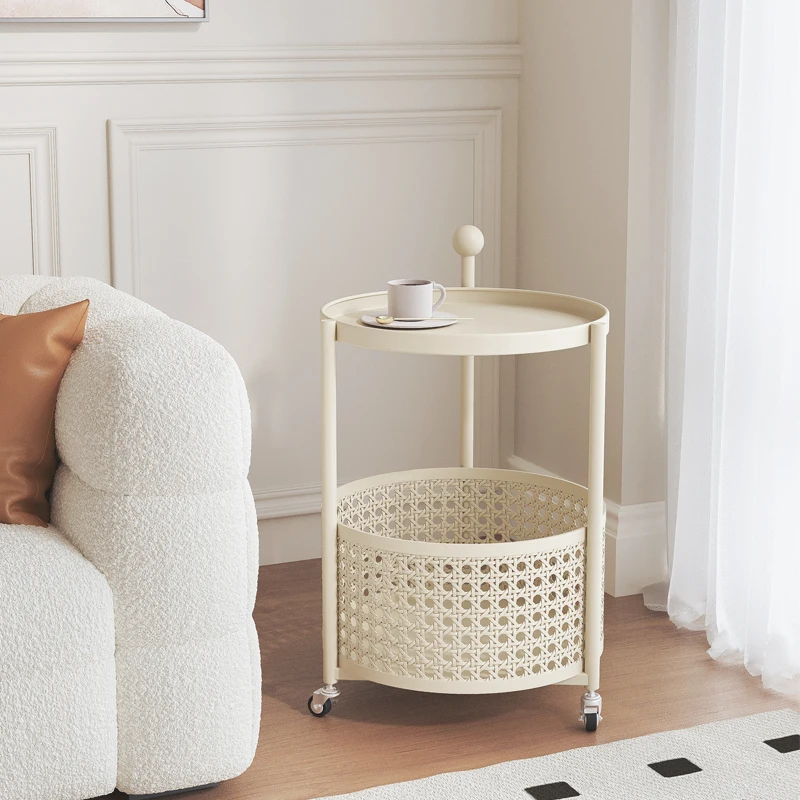 

Простой прикроватный столик в скандинавском стиле, круглые столики для гостиной из ротанга, милый дизайнерский стол с сеткой, удобная современная мебель с шкивом