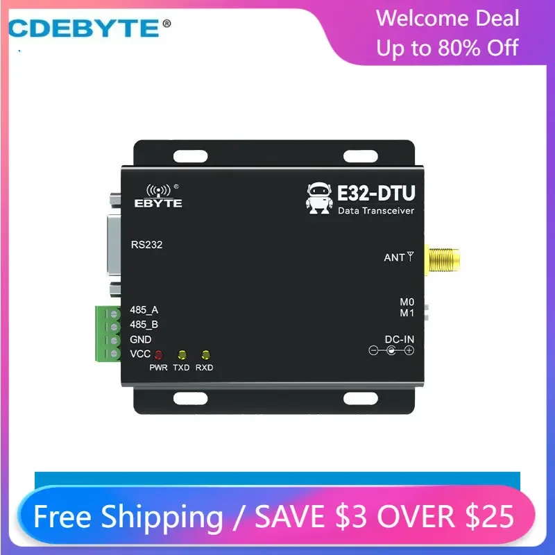 

CDEBYTE Lora RS232 RS485 Wireless Digital Radio 868MHz 915MHz 20dBm Long Range 3km E32-DTU(900L20) –V8 IoT Wireless Transceiver