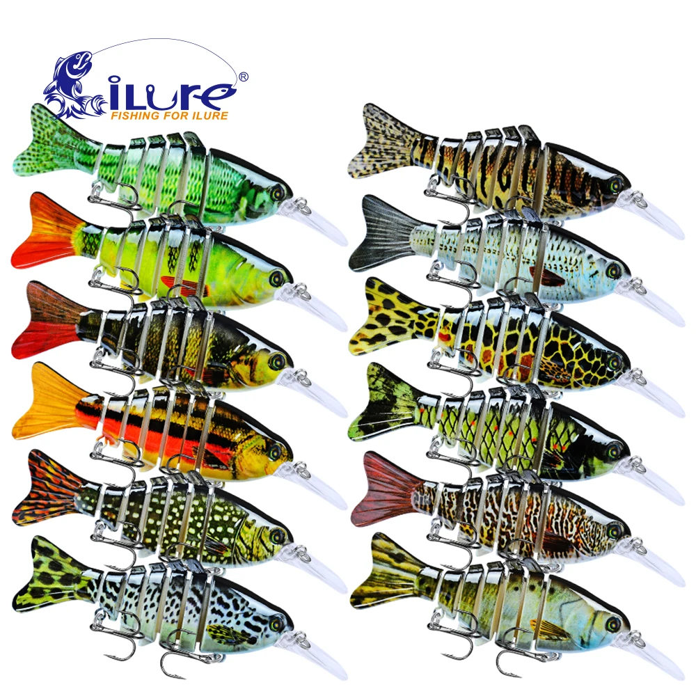 

ilure 11.2cm 14g Fishing Lure Articulated 7 Segments Swimbait Crankbait hard Fishing bait with Two 6# Black Treble Hook Bass