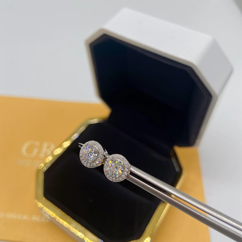 5mm Moissanite Diamond Earrings For Women Real Diamond S925 Silver Ear Studs Men High-End Jewelry Pass Tester Free Shipping